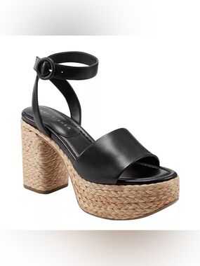 Marc Fisher LTD Womens Palyca Black Rope Platform Heel Espadrille Sandals 6.5